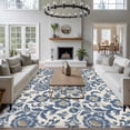 thumbnail image 3 of Blue Flowers Area Rugs 6'x9', Washable Small Throw Rugs for Kitchen Dining room, Spring Floral Elegant Pastoral Rustic Indoor Outdoor Rug Non-Slip Low Pile Carpet Runner Reversible Floor Mats, 3 of 8