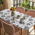 thumbnail image 3 of Black Coastal Table Cloths for 3 Foot Rectangle Tables, Coral Starfish Seaside Summer Beach Patio Waterproof Elastic Fitted Tablecloths, Washable Rectangular Table Cover for Camping, 3 of 8