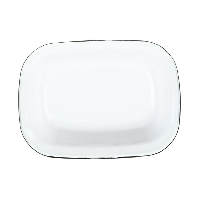 White Enamel Food Serving Dish Oven Tin Cook Plate Kitchen Tray Farmhouse Decor White Enamel Food Serving Dish Oven Tin Cook Plate Kitchen Tray Farmhouse Decor