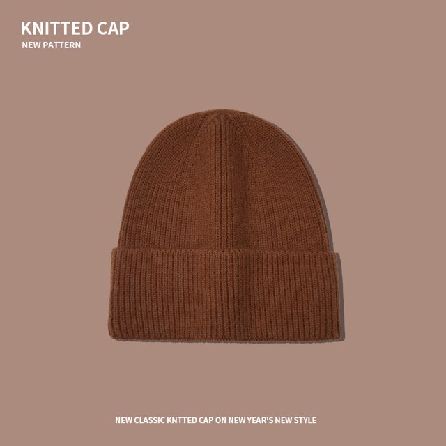 LinYooLi Hat Girl Autumn And Winter Wool Hat High -Quality Solid Color Warming Ear -Cold Hat Korean Version Of Face Faces, Small Couple Tide Knitted Hat