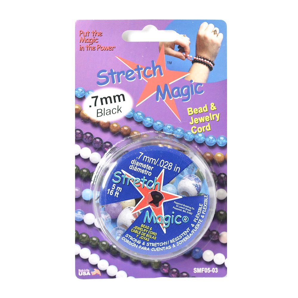 Stretch Magic Bead & Jewelry Cord black, 0.7 mm, 5 m (pack of 6