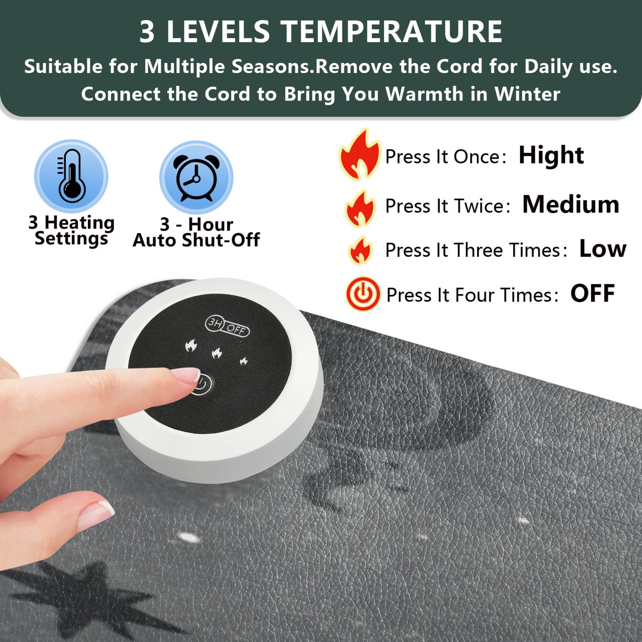 Large Heated Desk Mat Mouse Pad 31.5"x13"PU Leather Graphene Heating Desk Warmer with 3 Temperature Settings 110V US Plug Non-Slip Warm Pad for Home, Office, and Gaming Grey Astrology Celestial Art