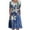 Blue, variant on Women's Summer Dress Casual Flower Print Round Neck Pleated Short Sleeve Dress Leisure Tunic Plus Size Maxi Skirts