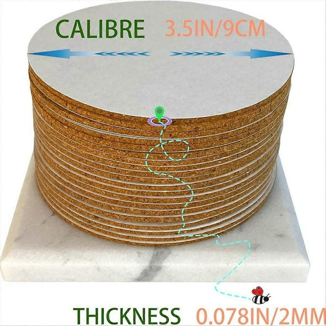 40Pack Self-Adhesive Cork Round 3.5 Inch Backing Sheets Cork Coasters