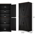 thumbnail image 2 of 71in Farmhouse Kitchen Pantry Cabinet,Tall Storage Cabinet with 4 Doors and Adjustable shelves,with Load-Bearing Steel Pipe,Wood Storage Cabinets for Kitchen,Dining Room,Bathroom(Black), 2 of 12