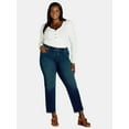 thumbnail image 2 of Terra & Sky Women's Plus High Rise Straight Leg Jeans with Comfort Waistband, 29” Inseam, Sizes 14W-34W, 2 of 5