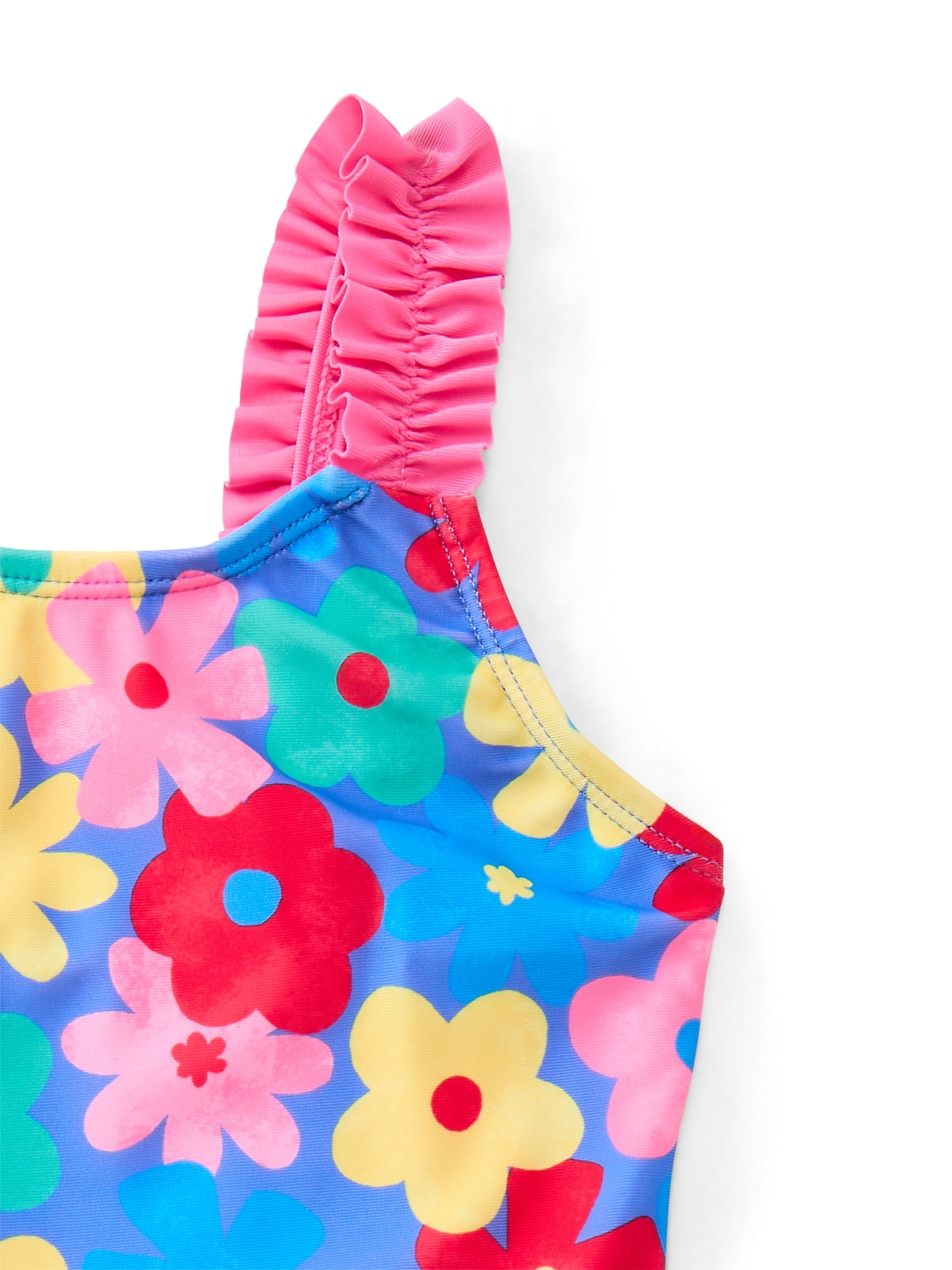 Wonder Nation Girls One Piece Swimsuit with UPF 50+, Sizes 4-18 & Plus