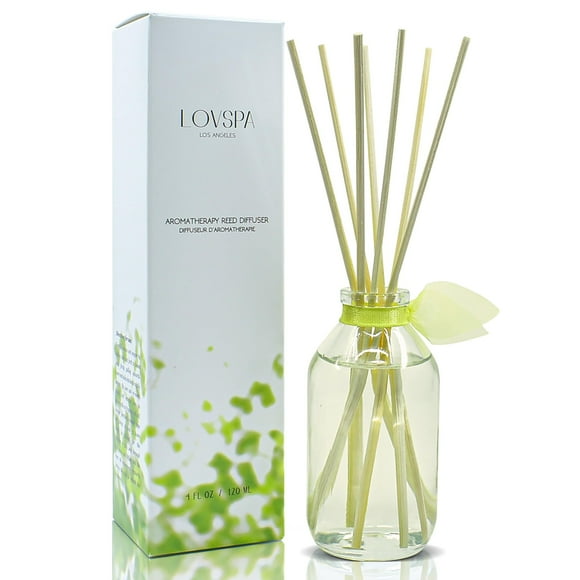 LOVSPA Sparkling Citrus Scented Sticks Reed Diffuser Set - Energize - A Spring Scent of Bright Lemons & Fresh Greens - Citrus, Sage & Sandalwood - Best Birthday Gift Idea!