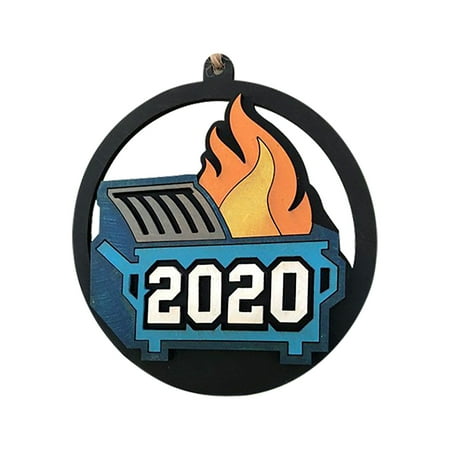 

Veki 2020 Dumpster Fire Christmas Ornament Christmas Tree Wooden Pendants Stained Glass Window Panel