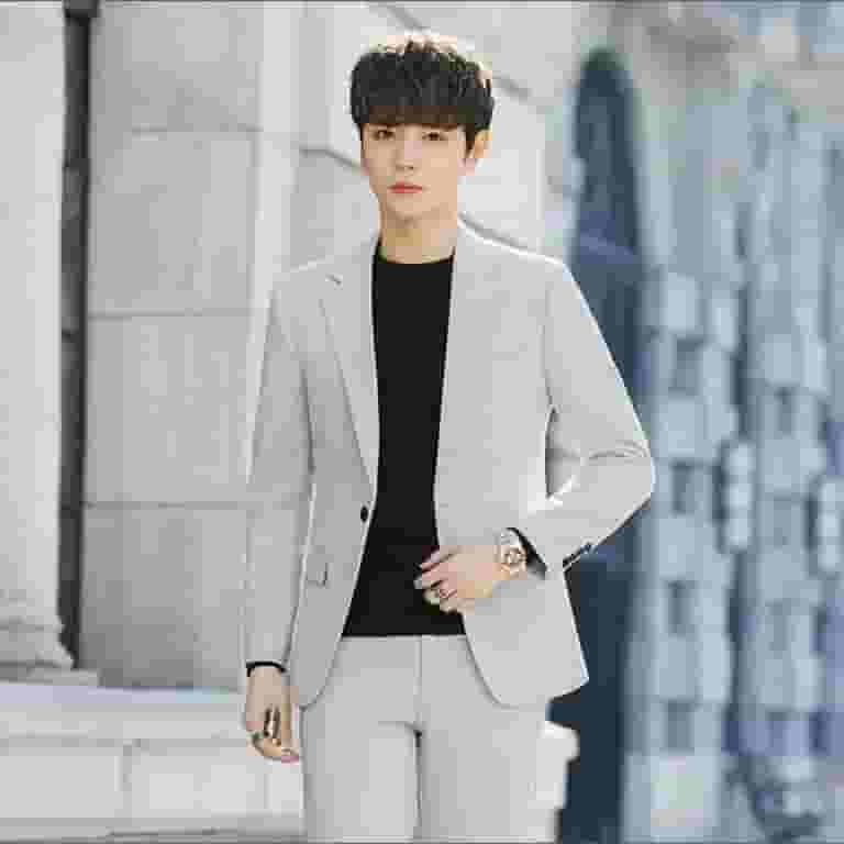 S-6XL Men's Business Casual Suit Korean Style Trendy Slim Fit