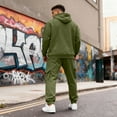 thumbnail image 3 of Domzest 2026 New Men's Tracksuits 2 Piece Tracksuit Joggers Drawstring Loose-Fit Hoodie Winter Long Sleeve Sport Crewneck Sweatsuit Sports Pants Suit Set With pocket Green M-Mid, 3 of 7