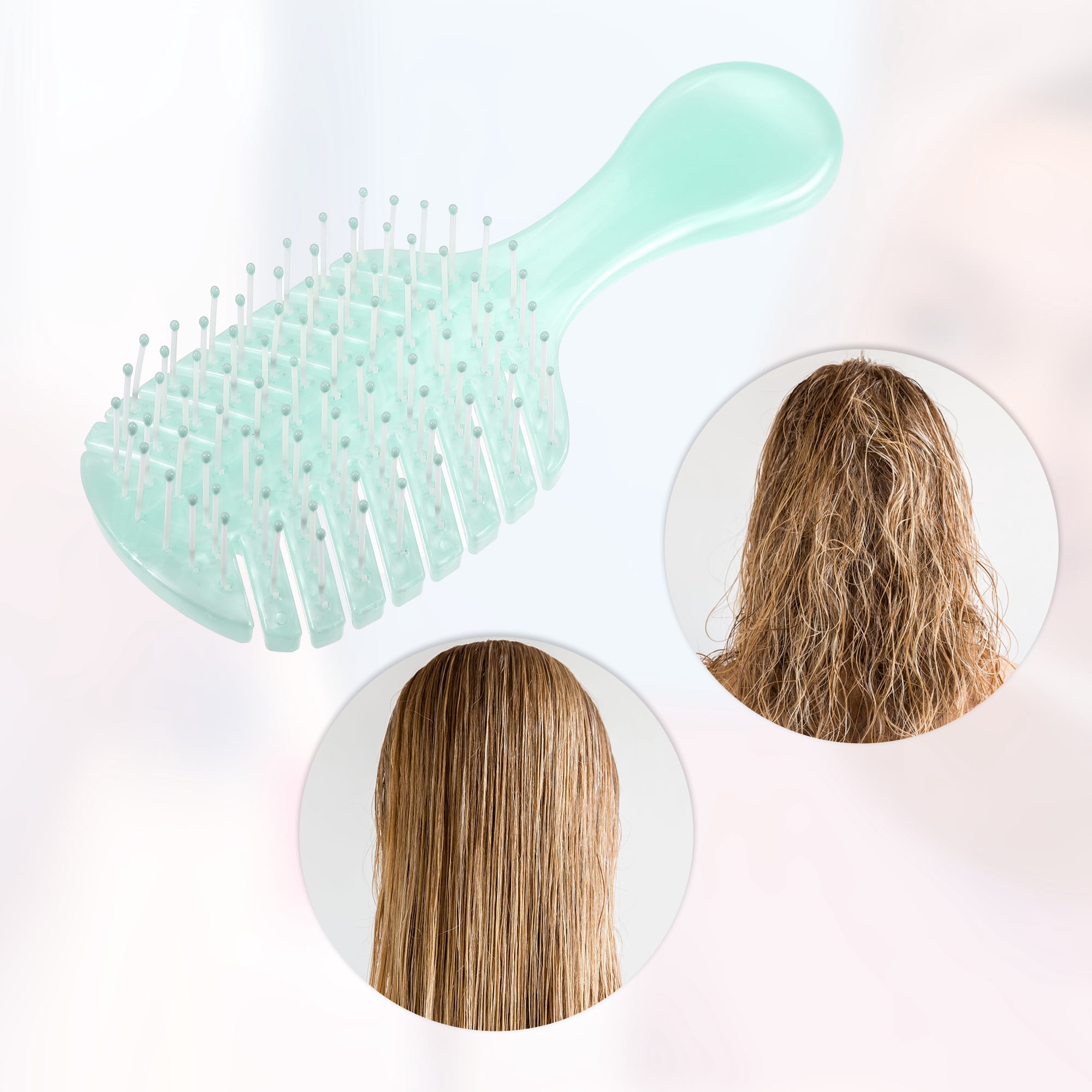 Unique Bargains 1 Pc Women Leaf Style Hollow Comb Hair Brush Green