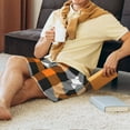 thumbnail image 5 of Sikiie Orange Plaid Mens Pajama Shorts, Lightweight Lounge Pant with Pockets Soft Sleep Pj Shorts for MenLarge, 5 of 6