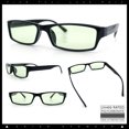 thumbnail image 2 of SA106 Mens Hippie Hustler Color Lens Narrow Rectangular Black Frame Sunglasses Green Lens, 2 of 7