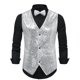 thumbnail image 5 of Chaleco sin mangas brillante de lentejuelas INSPIRE CHIC para hombres, corte ajustado en V, fiesta disco, corbata de moño, 2XL, plata, 5 of 5