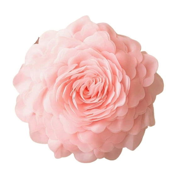 tegongse 3D Rose Flower Round Throw Pillows Handmade Rose Flower Decoration Cushions for Living Room Sofa Bed Wedding Gift
