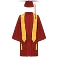 thumbnail image 1 of inlzdz Robe de Collation des Grades Unisexe pour Enfants Garçons Filles avec Pompon Doré Écharpe Simple 2025 Rouge 33, 1 of 7