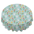 thumbnail image 2 of Easter and Tulips Light Blue Pattern Round Tablecloth 60", Wrinkle-Resistant Wipeable Cover for Kitchen, Dining, Picnic & Patio, 2 of 6