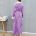 thumbnail image 3 of Defitshape Women's Full Length Plush Robe Ladies Soft Long Sleeve Shawl Collor Warm Kimono SPA Hotel Hot Tub Bath Lounge Shower Long Fuzzy Fleece Bathrobe with Pockets Purple Small-Medium, 3 of 3