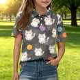 thumbnail image 2 of Domzest Girls Polo Shirt Short Sleeve Animal Print Casual Summer Top Kids Back To School Uniform Cotton Blend Button Down Collar Youth Tee Blouse Age 4-12 Elementary Fashion Outfit Black 9-10 Years, 2 of 5