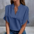 thumbnail image 2 of AherBiu Womens Tops Dressy Casual Short Sleeve Notch V Neck Solid Color Basic Plain Shirts Blouse, 2 of 5