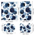 thumbnail image 4 of 4 Pcs Shower Curtain Sets Non-Slip Rugs Bath Mat Toilet Cover U Shaped Mat Print Shower Curtain with 12 Hooks Blue hexagon Bathroom Set, 4 of 9