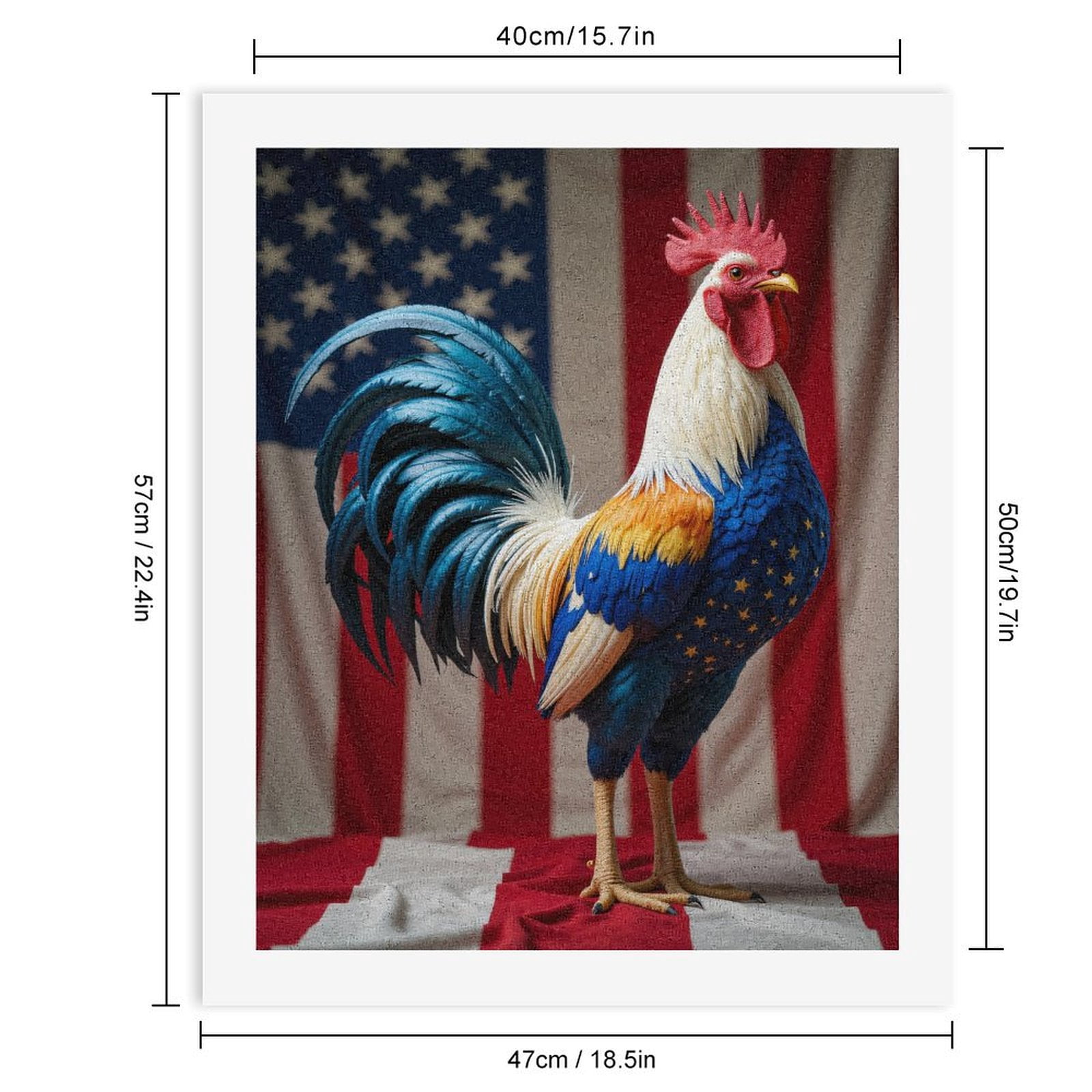 Paint By Numbers Kit for Adults Beginner - DIY Patriotic Rooster Display Canvas Painting Kits for Adults, Frameless Paint By Number for Adults for Home Wall Decor 16x20 Inch