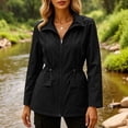 thumbnail image 1 of TEAJOPSUU Women's Zip Up Jackets with Flap Pockets Waterproof Collared Drawstring Waist Long Sleeve Jackets Outdoor Casual Hiking Daily Coats Black, 1 of 5
