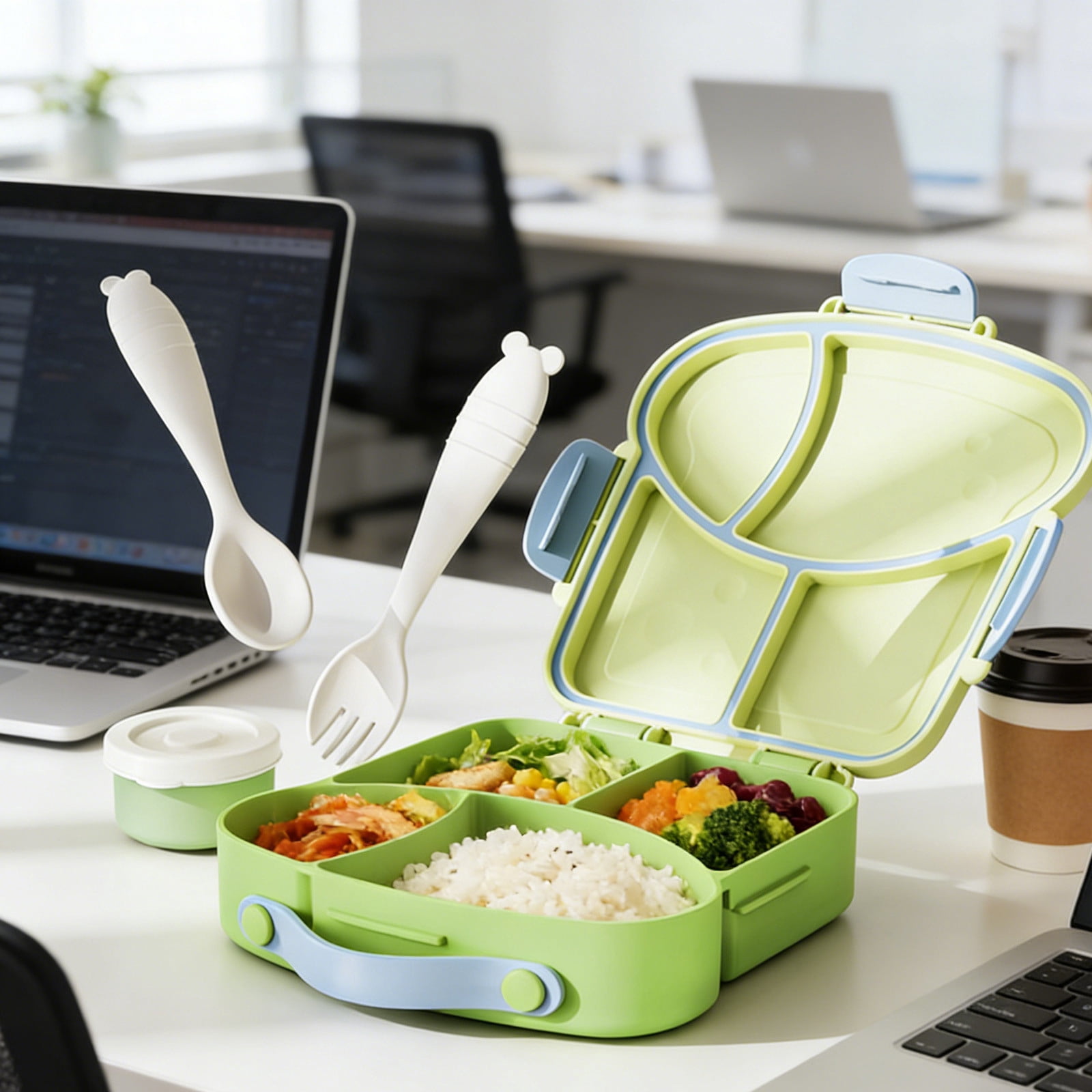 THE Lunch Box Bento Box with Compartments, Leakproof Sandwich & Food Container, Microwave & Dishwasher Safe