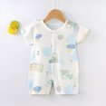 thumbnail image 2 of kpoplk Newborn Infant Baby Boy Fishing Outfit First Birthday Clothes Pure Cotton Summer Short Sleeve Romper Jumpsuit Size 12-18 Months,Sky Blue, 2 of 4