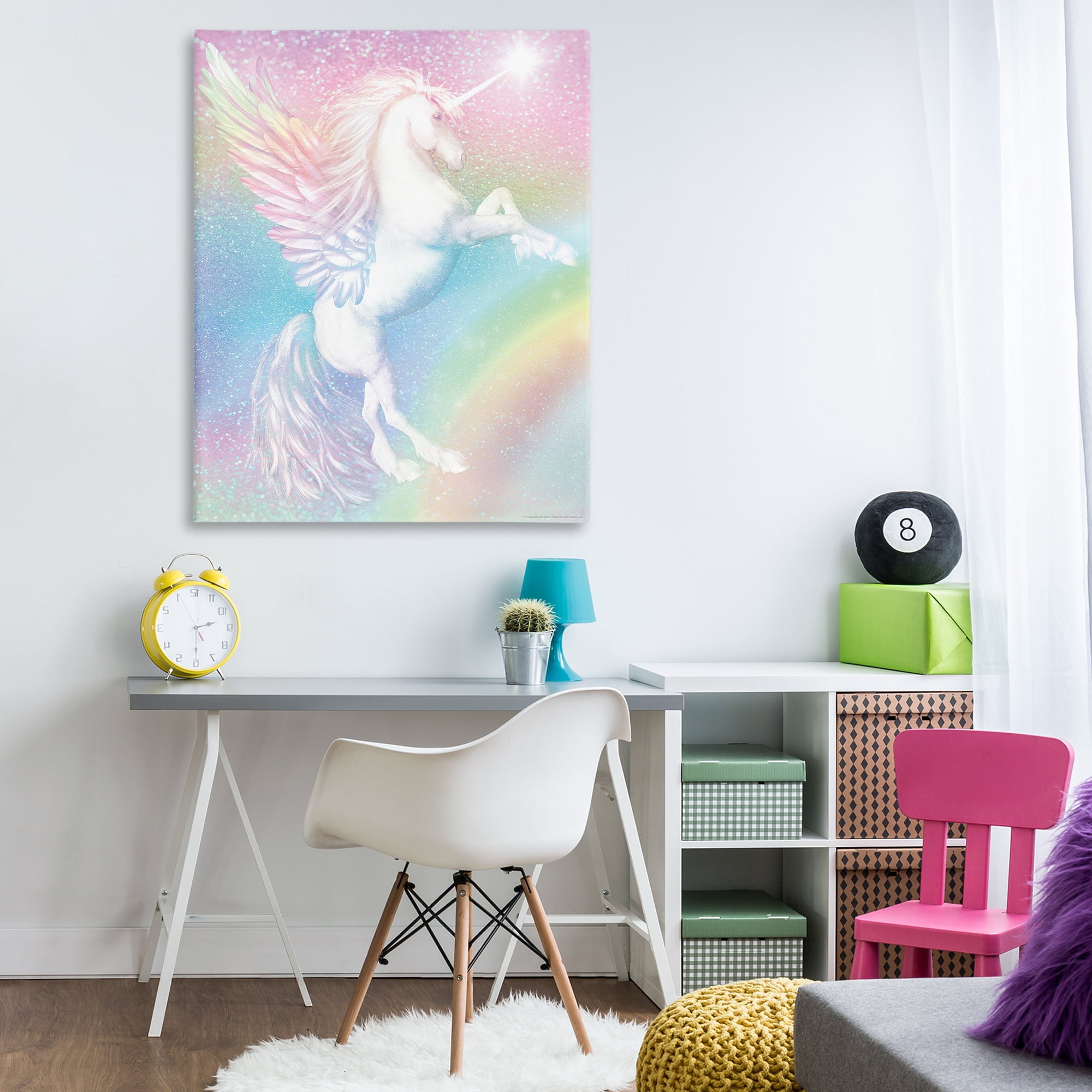 Stupell Industries Pastel Glitz Unicorn Fantasy & Sci-Fi Painting Wrapped Canvas Art Print Wall Art, 36 x 48