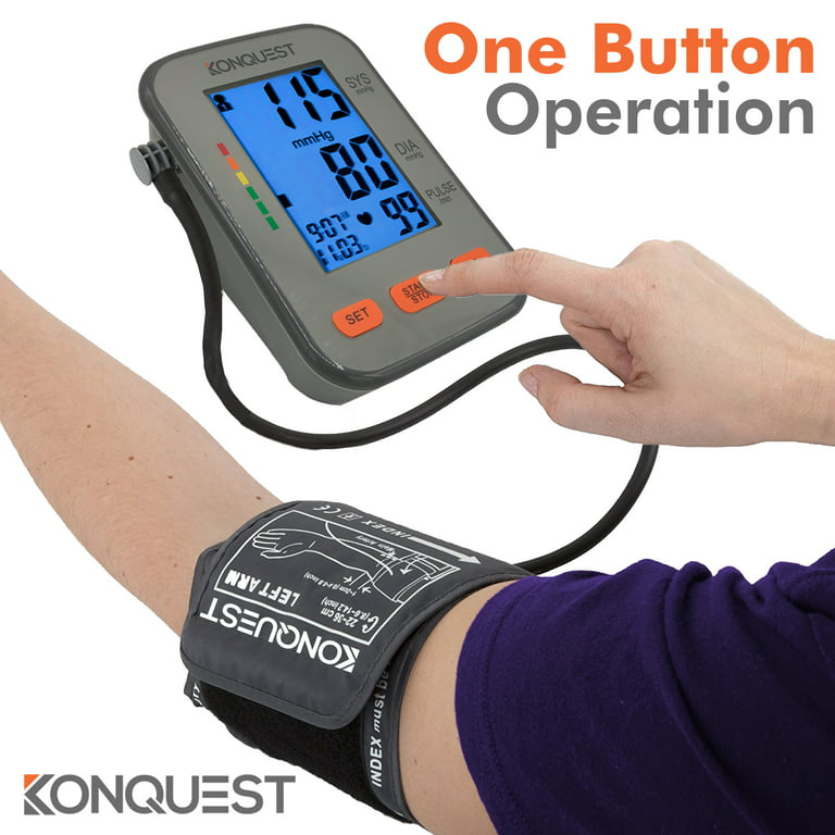 Konquest KBP-2910W Automatic Wrist Blood Pressure Monitor - Accurate -  Adjustable Cuff, Large Screen Display - Portable Case