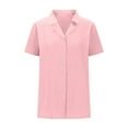 thumbnail image 4 of Womens Short Sleeve Shirts Spring Summer Tops V Neck Collared Button Down Ladies Shirt Tops Trendy 2025, 4 of 6