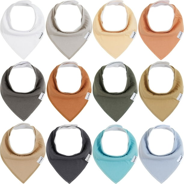 Baberos tipo bandana para bebés Egmao Baby, paquete de 12 unidades, algodón suave y absorbente