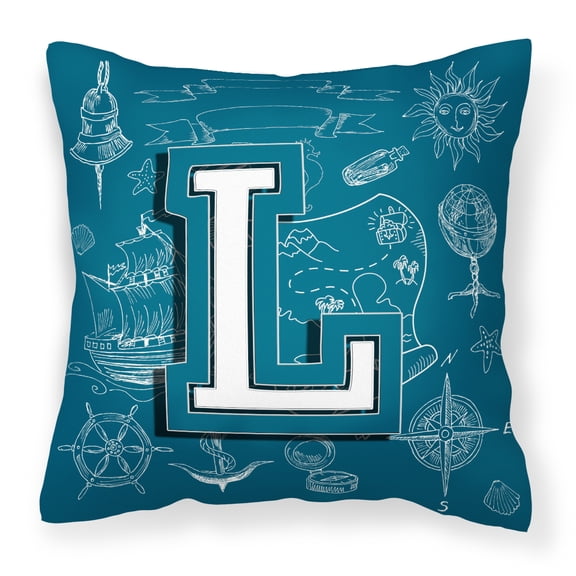 Carolines Treasures CJ2014-LPW1414 Letter L Sea Doodles Initial Alphabet Canvas Fabric Decorative Pillow