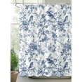thumbnail image 3 of Blue Botanical Waterproof Fabric Shower Curtain, Vintage Botanical Birds Shower Curtain for Bathroom Curtains Bathtubs Hotel Washable Shower Curtains with 12 Hooks Small 36x72in, 3 of 6