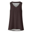 thumbnail image 3 of Lovskoo 2024 Tank Top for Women Summer V Neck Sleeveless T Shirt Tunic Casual Loose Solid Color Basic Blouses Coffee 4XL, 3 of 4