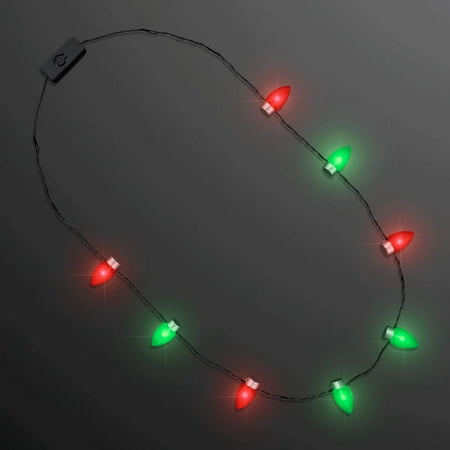 Christmas Necklace Craft - Red and Green Flashing Christmas Lights Necklace by Blinkee