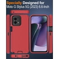 thumbnail image 2 of for Motorola Moto G Stylus 5G(2023) Phone Case, with Screen Protector, Dust-Proof Port Cover, Full-Body Non-Slip Silicone Rubber Covered, Military Grade Drop-Proof Shockproof, Black/Red, 2 of 14