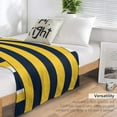 thumbnail image 5 of Blanket Yellow and Navy Blue Nautical Stripe Soft Throw Blanket Modern Luxurious Warm and Cozy for Couch Sofa Bed Office Gift for Valentine Mother Father Couple 50"x60" Suitable for All Season, 5 of 6