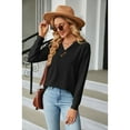 thumbnail image 6 of Anbech Vneck Women Solid Color Shirt Buttons Long Sleeve Blouse Casual Fashion Tops, 6 of 8