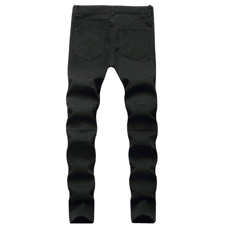  Black Ripped Jeans for Men,Washed Distressed Jeans