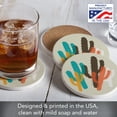 thumbnail image 3 of Thirstystone Modern Cacti 4-Pack Round Absorbent Stone Coasters, 3 of 6