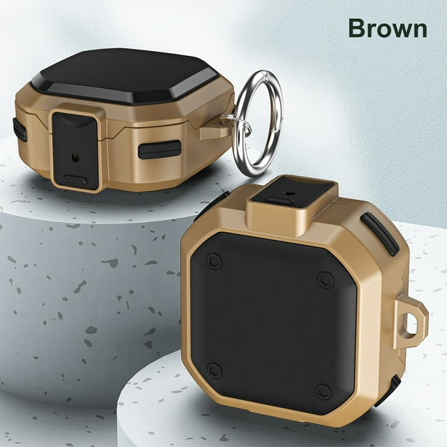 Langgg Earbud Case Portable Stylish Replacing Life Waterproof Headset Cover Protector Accessories with Keyring Replacement for Samsung Dark Brown
