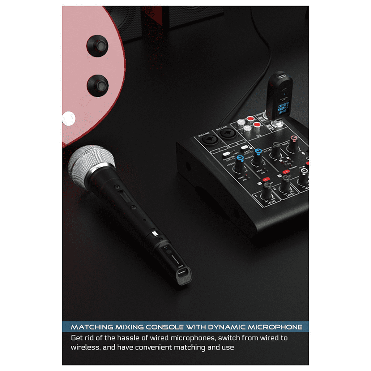 2X New Wireless Microphone UHF Wireless XLR Transmitter and Receiver for Dynamic Microphones Audio Mixers PA Systems,2 set x microphone audio mixer (1 tray 1),Black