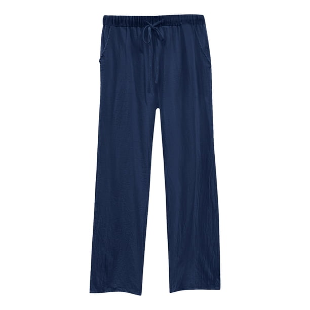 Pantalones deportivos de cintura elástica para mujer - Pantalones largos lisos, corte holgado informal - Talla real, tejido cómodo - Tallas S-XXXXXL