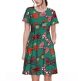 thumbnail image 1 of Fotbe red and green bow tie Vestido Largo de Moda para Mujer, Vestido Tipo Camiseta con Manga Corta y Estilo Casual a Rayas y Bloques de Color, 1 of 6
