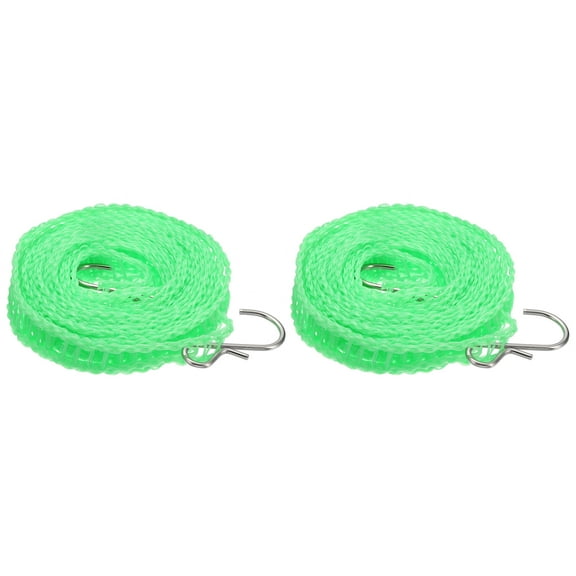 Uxcell Portable Clothesline, 9.84ft Nylon Windproof Non-Slip Washing Line, Green 2Pack