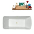 thumbnail image 2 of 67" Streamline N681BBR Soaking Freestanding Tub and Tray With Internal Drain in Brushed Brass, 2 of 7