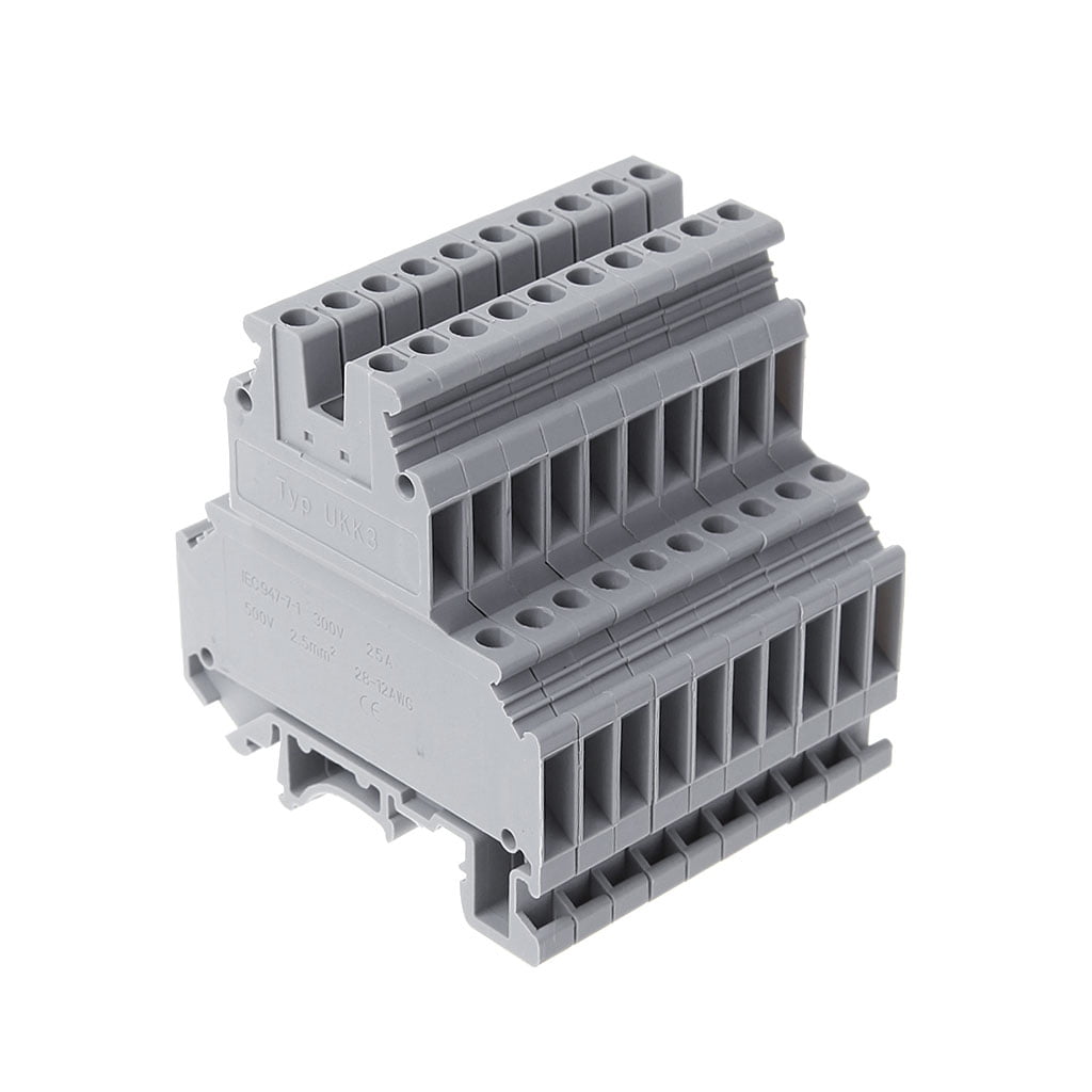 50 Pcs UKK3 DIN Rail Double Level Dual Row Terminal Block 500V 25A 28-12AWG Gray